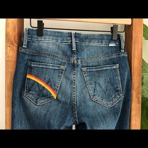 MOTHER High Waisted Looker Ankle Fray